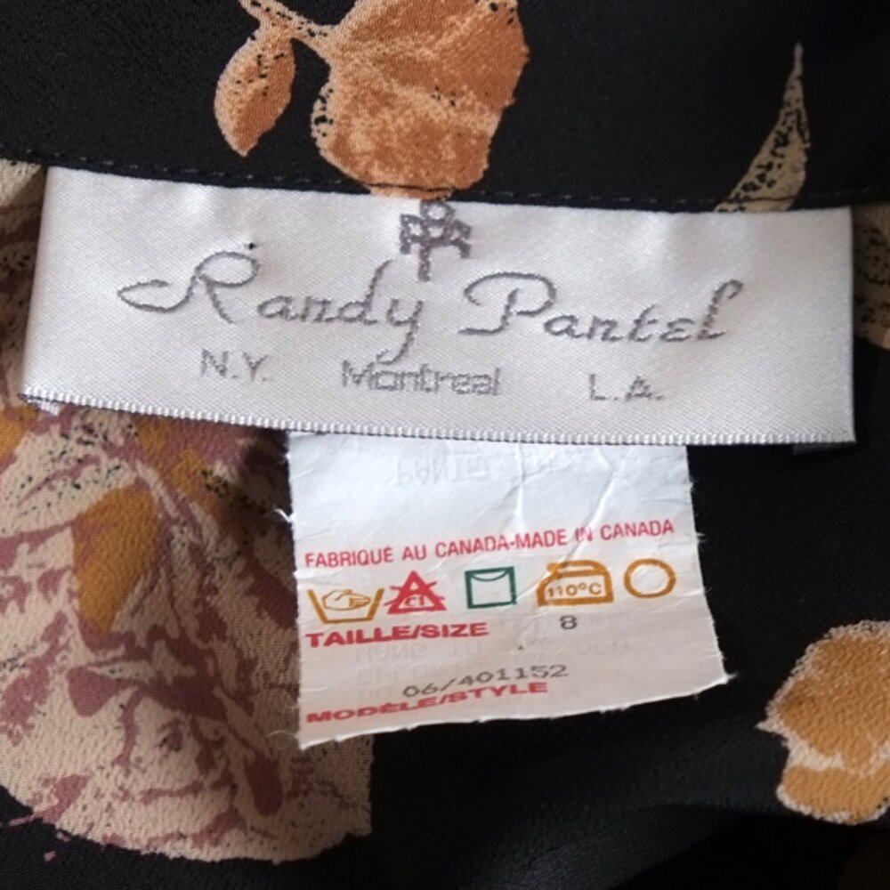 Beautiful vintage black and floral midi shirt dress by Randy Pantel - Picture 12 of 14